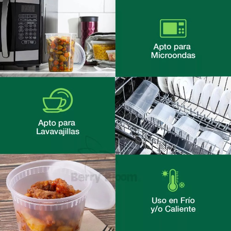 Berry Bloom 24 Envases para Alimentos Transparentes Reutilizables Deli: Tapas