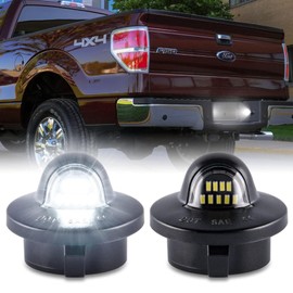 PerfecTech LED License Plate Lights Bright White Rear Bumper Tag Lamp Assembly Replacement Compatible with Ford F150 F250 F350 Super Duty Bronco Ranger Explorer Excursion Truck Pickup