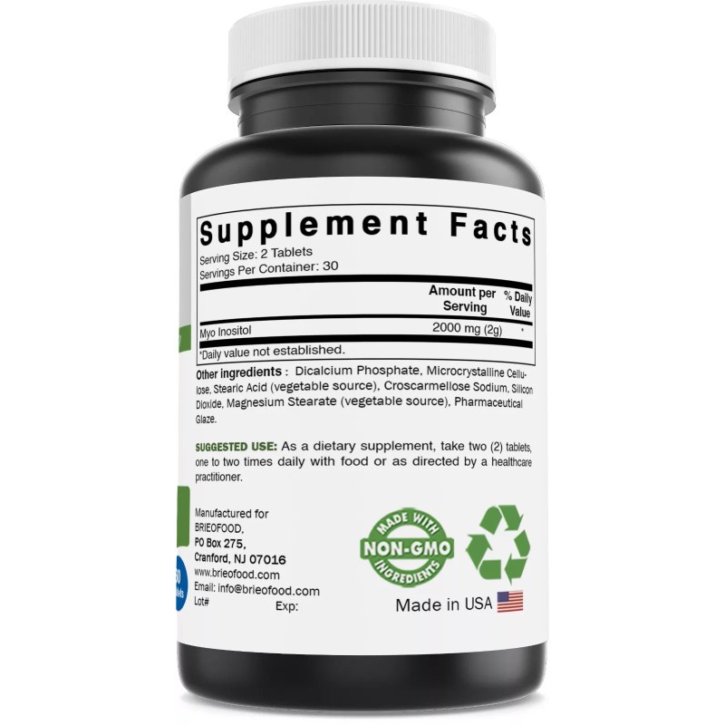 Brieofood Myo Inositol 2000 mg per Serving - 60 Tablets