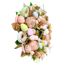 Holiday Tree Easter Pastel Sweet Wreath – Handcrafted Easter Wreath with Jeweled Eggs, Popsicles & Ice Cream Accents for Playful Easter Decor
