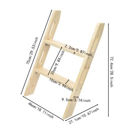 RocoReny Solid Wood Bed Ladder, 30in Universal Smooth Edges Space-Saving Step Ladder w/Corner Connectors, Non Slip Long Climb Ladde for Indoor Loft Bed, Dorm Room, Rv, Load Bearing 220LBS (H:30in)