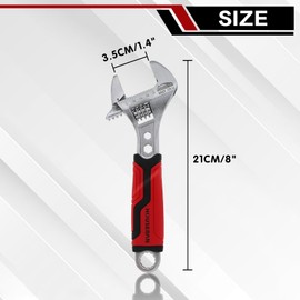 HOUSERAN 8-Inch Adjustable Wrench, Wide Jaw Adjustable Wrench with Anti-Slip Grips, Cr-V Steel Wrenchs for Home Repair, DIY, Garage
