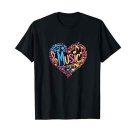 Colorful Heart Music Notes Design T-Shirt