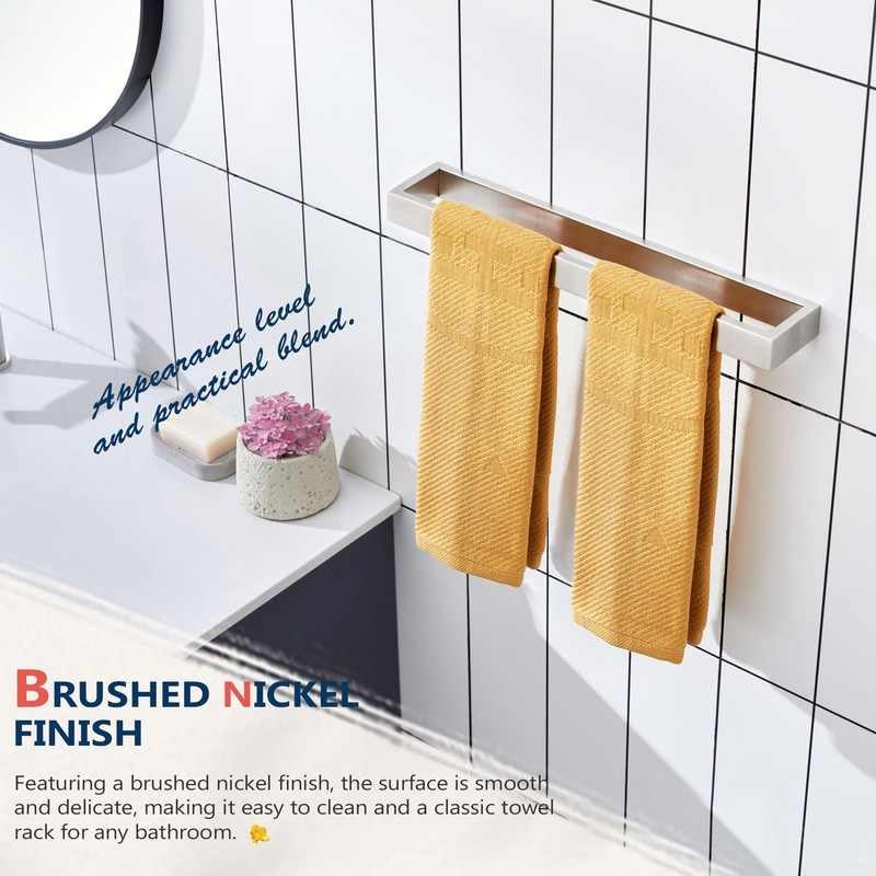 KOKOSIRI Towel Bar Brushed Nickel Bath Towel Hanger Holder 16-Inch