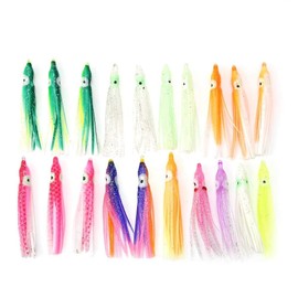 Soft Fishing Lures, Pack of 20 Reusable PVC Octopus Octopus Rock Fishing Lures Skirts Saltwater Trolling Fishing Lures Freshwater Trolling Bait Squid Multicoloured Plastic Bait Fishing Accessories