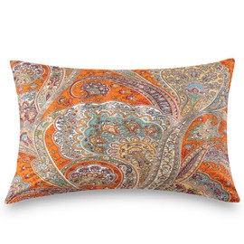 ATsense Set of 2 cushion covers, 40 x 60 cm, 2 pieces, 100% cotton, Bohemian style, light orange pillowcase with zip, Oeko-Tex certified, super soft premium and hypoallergenic