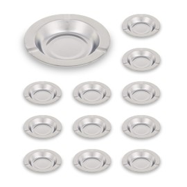 Stainless Steel Ashtray - Pack of 12 - Outdoors Cigar Ashtrays - Heavy Duty Decorative Metal Ash Tray