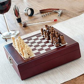 SHOP-STORY - Set of Wine Accessories and Chess Board in Box (37 pieces) for Wine and Chess Fans