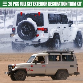 Motoforti 26PCS Full Set Exterior Decoration Trim Kit, Door Hinge Handle Engine Hood Hinge Hood Latch Cover, for Jeep Wrangler JL JLU 2018-2022, ABS, Red, 1 Set