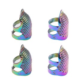 Wmzjnljy 4pcs Sewing Thimbles Finger Protector Fingertip Thimble Adjustable Metal Bronze Sewing Thimble Rings for Needlework, Hand Embroidery Craft(M34-04) (Dazzling colors)