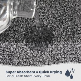 PURRUGS Bathroom Rug Non-Slip Machine Washable 20" x 30", Super Absorbent and Quick-Dry Bath Mat, Extra Soft and Plush Bath Rug for Shower, Bathtub and Sink, Grey & Dark Grey