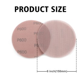 Kcmell 20PCS 150mm Mesh Sanding Discs 600 Grit, 6 Inch Hook and Loop Sanding Pads, Dust Free Disc Anti-Blocking Long-Lasting Sharp Sandpaper for Car Wood Furniture Floor