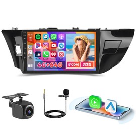 8 Cores 4+64G Car Radio for Toyota Corolla 2014 2015 2016, 10.1" Touch Screen Bluetooth Radio with Carplay Android Auto 32EQ Bluetooth5.0 WiFi GPS 1280 * 720P Backup Camera