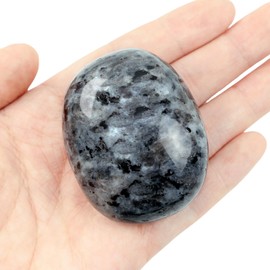 YATOJUZI 1PCS Black Labradorite Stone 1.6"-2" Natural Crystals and Healing Stones Crystal Palm Polished Worry Stones Rocks Gemstones for Meditation Chakra Balancing Gifts for Women Men
