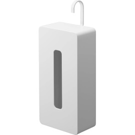 Yamazaki 1867 Hanging Tissue Case, White, W 5.3 x D 3.9 x H 13.2 inches (13.5 x 10 x 33.5 cm) (When using hook vertically), Tower, Can Change Orientation, Hanging, Tissue Cover, Paper Box Holder