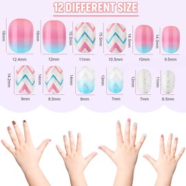 Maitys 240 Pcs Children False Nails Christmas Kids Girls Press on Short Artificial Holiday Fake Nails Pre Glue Full Cover Acrylic Nail Kit for Children Girl Nail Decoration, 10 Boxes(Unicorn, Rabbit)