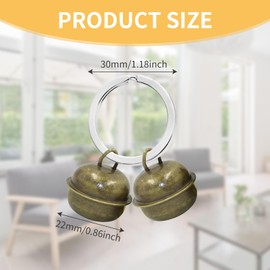 3 Pcs Cat Bells For Collars Loud, Dog Bells Collar Round Handmade Copper Pendant Bells Brass Bells, Cat Collar With Bell Loud Dog Bells Key Rings, Pendant Bells For Dogs Cats Harness (Antique Blue)