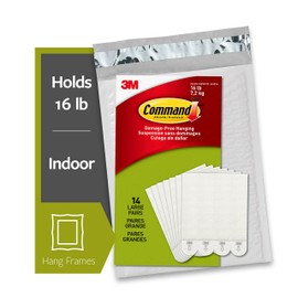 Command Large Picture Hanging Strips, White, Holds up to 16 lbs, 14-Pairs, Easy to Open Packaging
