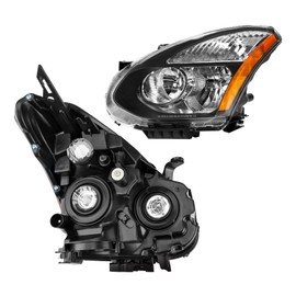 PHILTOP Headlamp Headlight Assembly,Replacement for 2008-2013 Rogue,2014-2015 Rogue Select,Black Housing Amber Reflector Clear Lens,OE Style Headlight Assemblies