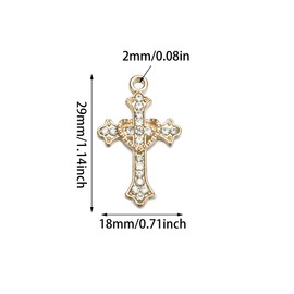 40pcs Rhinestones Alloy Cross Religious Virgin Our Lady of Guadalupe Mary Rosary Beads Charms for DIY Necklace Bracelet Making (Gold)