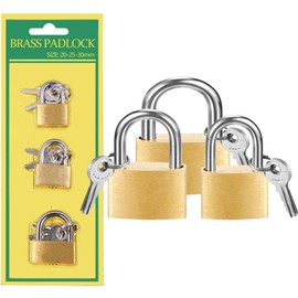 3 Pcs Small Solid Brass Locks with Keys, Mini Key Locks for Luggage Locks, Backpack Small Locks, Gym Locker Padlocks, Jewelry Box Locks… (20-25-30mm)