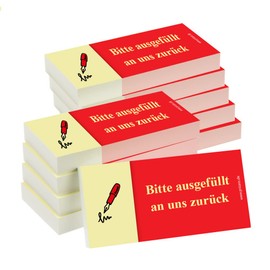PRICARO Sticky Notes "Bitte ausgefüllt an uns zurück" [German Language], Red, 100 Sheets, Pack of 10