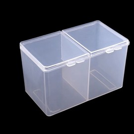 Cotton Swab & Pad Case, 2-Compartment, Clear Organizer for Dressing Table Storage Translucent 2ea