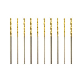 Hilpaty HSS-TiN Drill Bit 1.0mm x 34mm x 10pcs Titanium Coated Twist Drill Bits for Metal, Stainless Steel, Non Ferrous, Cast Iron, Wood