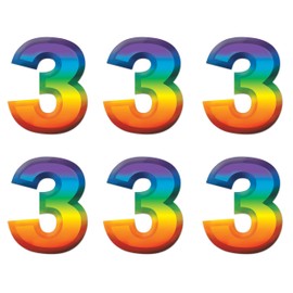 Beistle Multi-Color Plastic 3-D Number "3", 6 Piece, 11", Multicolored