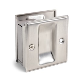 HOMOTEK Passage Sliding Door Pull Satin Nickel Without Switch Plate - Replace Old Or Damaged Pocket Door Pull Quickly and Easily, 2-3/4”x2-1/2”, for 1-3/8” Thickness Door