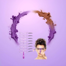 Eyebrow Stencils, DIY Eyebrow Template, Eyebrow Shaping Kit, 8 Styles Reusable Eyebrow Stencil with Handle and Strap, Washable, Eyebrow Color