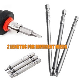 Magnetic Square Head Screwdriver Bits Set with 1/4 Inch Hex Shank, 6 PCS Square Screwdriver Drill Bit Set-SQ1/SQ2/SQ3-2 Inch/4 Inch
