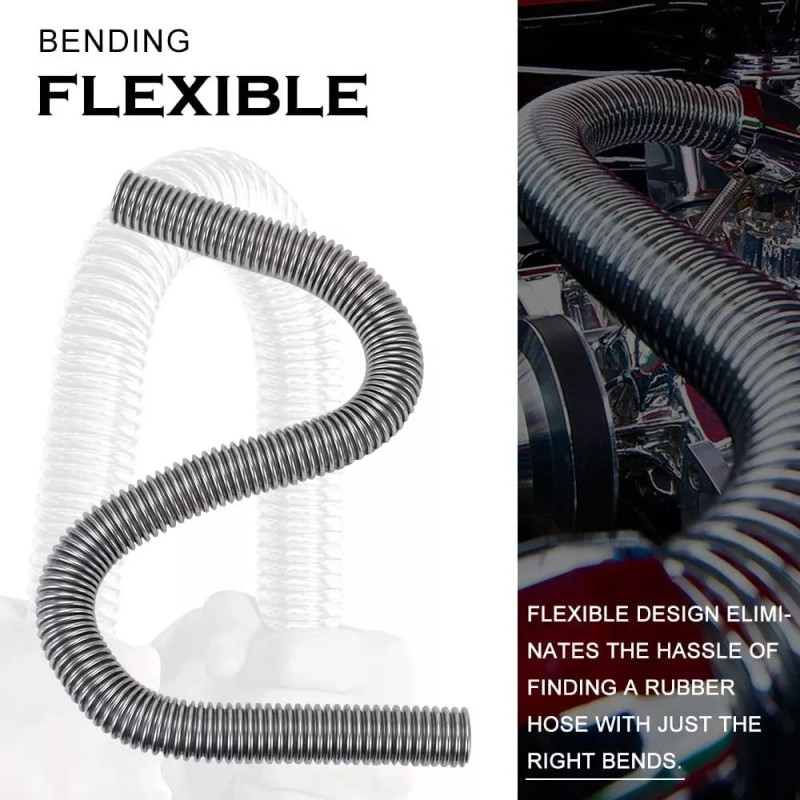 VEHITO 24" Chrome Stainless Steel Radiator Hose Kit, Flexible Radiator