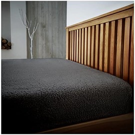 Luxury Teddy Fleece Fitted Sheet, Warm & Cosy Bed Linen Fluffy Plain Bedding Super Soft Kingsize Bedsheet, Charcoal