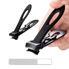 DZOMK Nail Clippers Set,2 Pack Premium Sharp Stainless Steel Fingernail & Toenail Clippers with Sturdy ABS Case(Black)