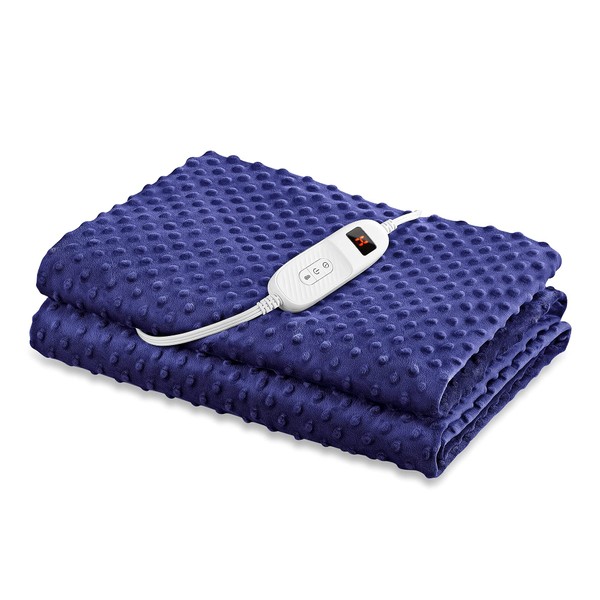Electric Heated Throw Blanket Twin Size 50" x 60" | 10 Levels Fast Heating & Machine Washable | Full Body Warming Soft Fleece Sofa Bed Blankets with Auto-Off Overheating Protection 4H Timer | Blue