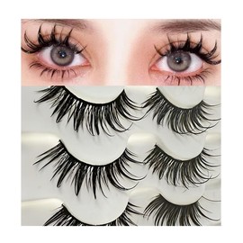 SIVZUMO 10 Pairs False Eyelashes Manga Lashes Natural Look Artificial Eyelashes Anime Fake Lashes Short Cosplay Lashes Faux Mink Spiky Wispy False Eyelashes Manga Eyelashes