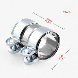 2" Stainless Steel Exhaust Clamp Pipe Joint Bolts Band Flanges Clamp