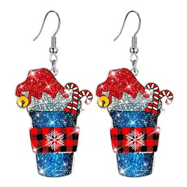 JMHACHY Christmas Earrings for Women Dangling - Sparkly Hot Pink Christmas Tree Earrings, Funny Lightweight Acrylic Xmas Ornament, Festive Christmas Parties Present for Girls