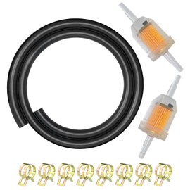 ATMOAUS Universal 1/4 Fuel Line Kit, 3.3 Feet with 2 Magnetic Inline Fuel Filters, 8 Hose Clamps, for Small Engines