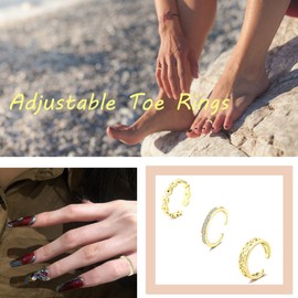 Staligue 20pcs Adjustable Toe Rings Set for Women Fingers Joint Tail Summer Beach Arrow Flower Open Rings Foot Jewelry