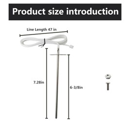 Upgrade Temperature Detector Temperature Probe Sensor Replacement for Camp Chef Wood Pellet Smoker Grills, Replace PG24-44 - 6-3/8" Probe Length, 47" Heat Woven Wires Length by Gxcdizx