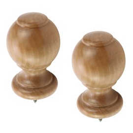 T Tulead Wood Curtain Rod Finial Screw on Curtain Rod End Caps Pack of 2 (Wood Color)