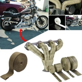 Unbranded Titanium 2" 10M Exhaust Header Heat Wrap Trap Motorcycle Fiberglass + 6 Ties