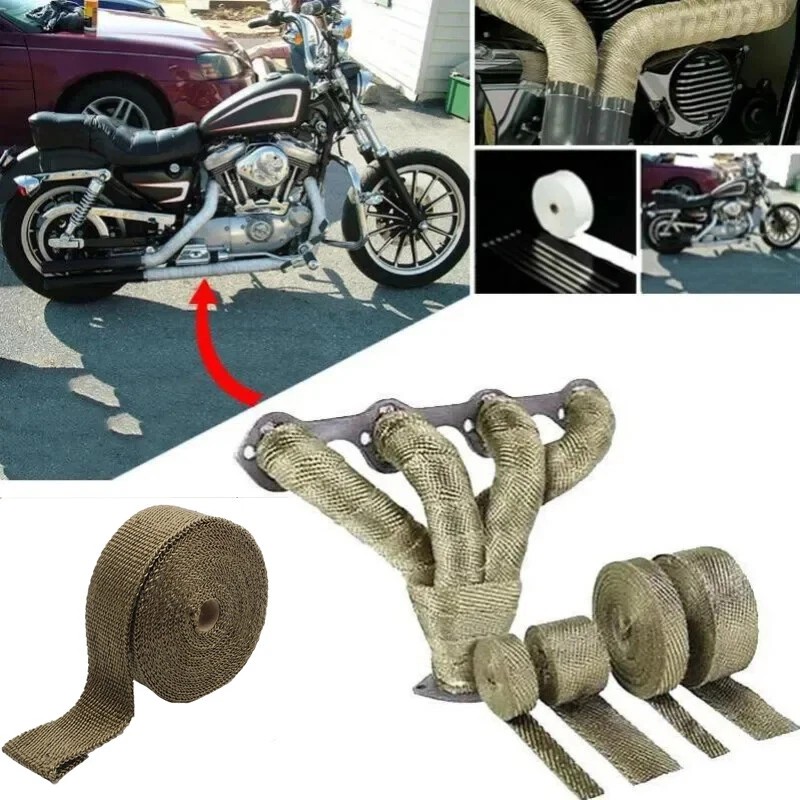 Unbranded Titanium 2" 10M Exhaust Header Heat Wrap Trap Motorcycle