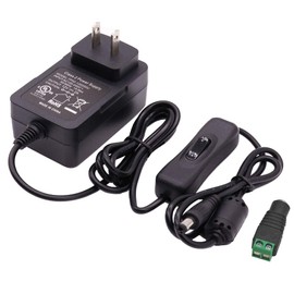 Led Power Supply Adapter 12V 2A 24W with Inline on Off Switch for Led Rigid Bar, Led Strip Light, Led Tape Light, Under Cabinet Lighting
