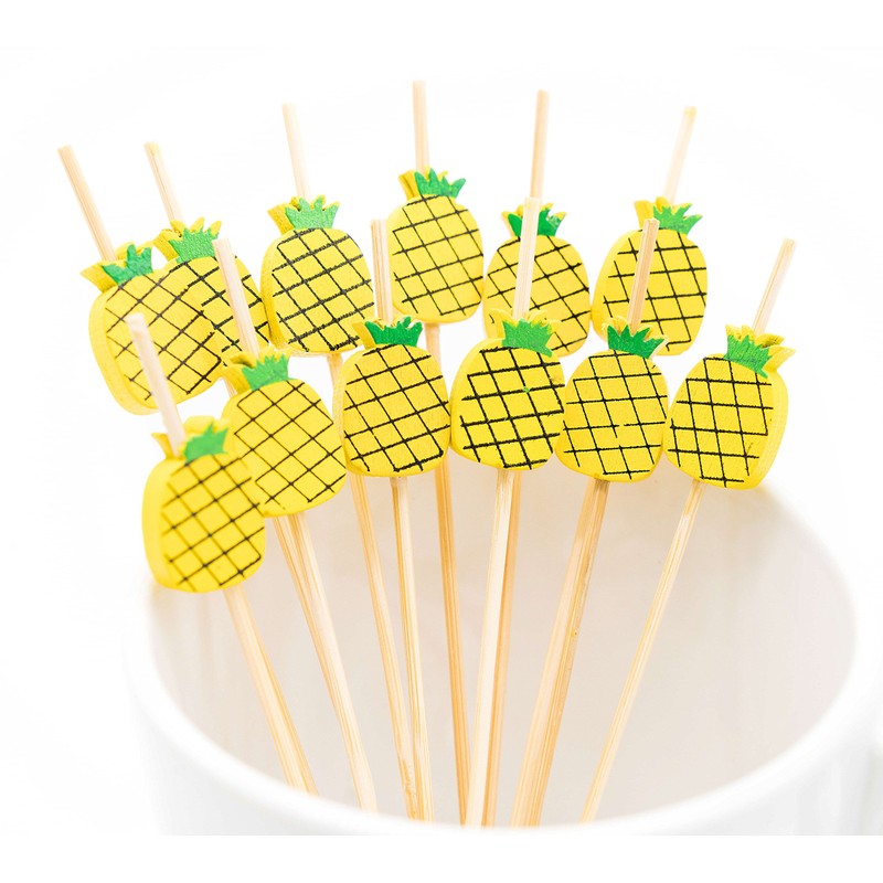 PuTwo Cocktail Picks Handmade Bamboo Toothpicks 100pcs 4.7" in Yellow