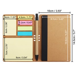 BELLE VOUS A6 Lined Paper Writing Notebook/Journal with Pen and Sticky Notes (2 Pack) - 10 x 14.5cm/3.93 x 5.7 inches - 70 Pages - Premium Notepad with Cork Style Cover for School/Office Notes