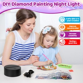 SUPRBIRD Gifts for Girls 5 6 7 8 9 10 Years, Children's Diamond Painting Night Light, DIY Toy Set, Diamond Painting Kit for Children, Diamond Painting Night Light, Christmas Gift
