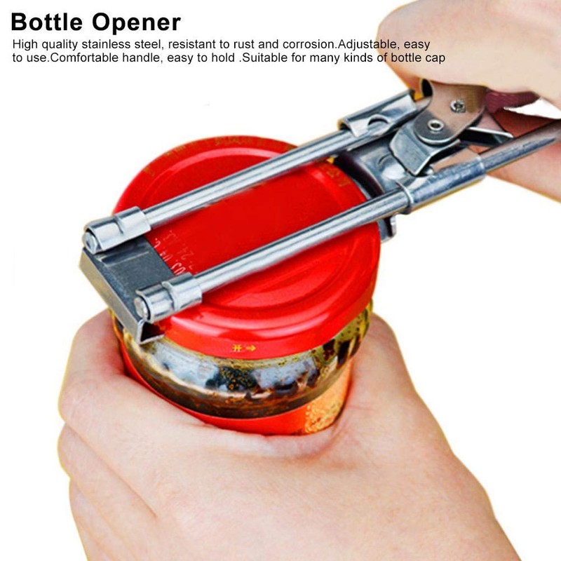 Abrelatas de Acero Inoxidable Ajustable con Tapa Manual para Botellas